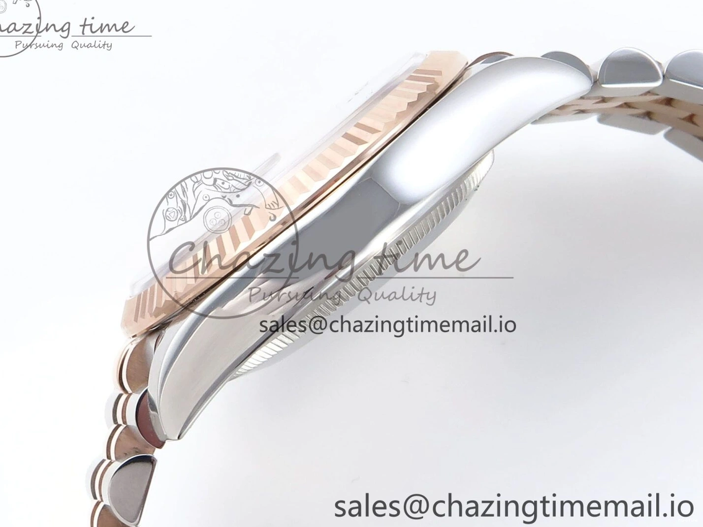 MiroTime 0204 SmoothTexture DateJust 36 126231 EWEF Best Edition Brown Dial Stick Marker on SS RG Jubilee Bracelet A 592